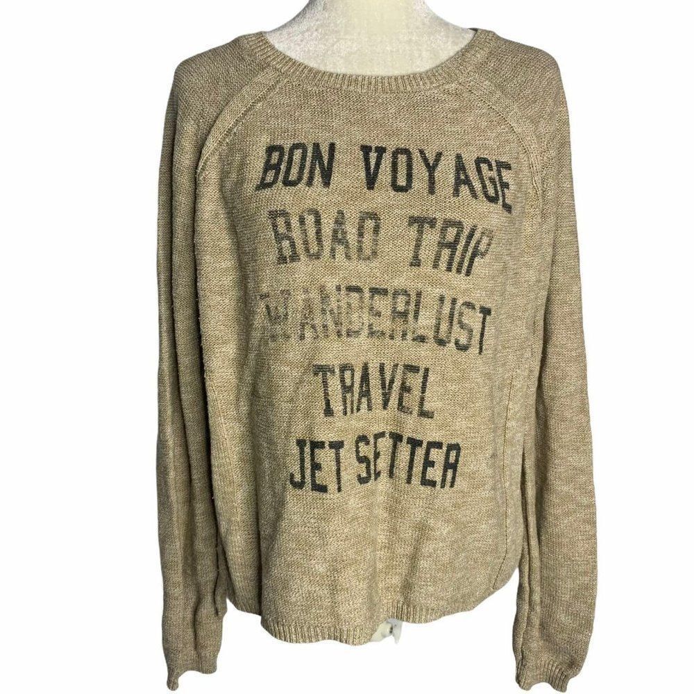 Brokedown Pullover Knit Sweater M Brown Keyhole